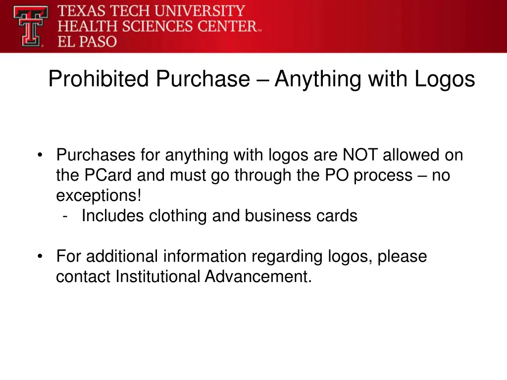 prohibited purchase anything with logos
