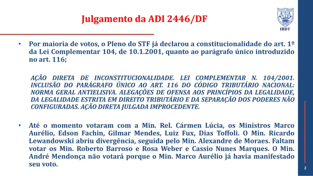 julgamento da adi 2446 df