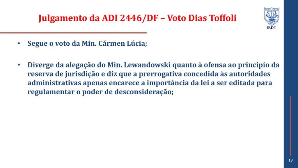 julgamento da adi 2446 df voto dias toffoli
