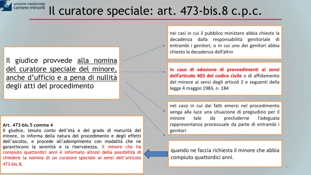 il curatore speciale art 473 bis 8 c p c