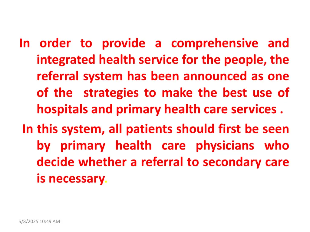 in order to provide a comprehensive