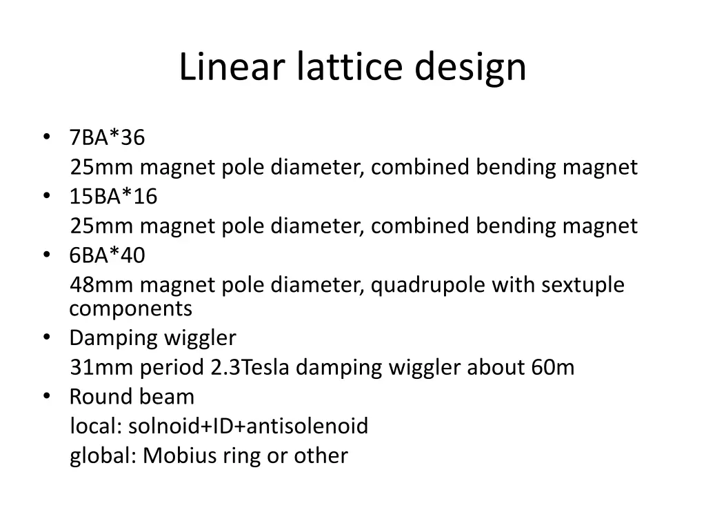 linear lattice design