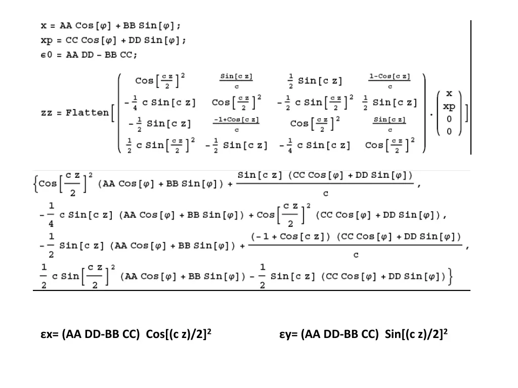 x aa dd bb cc cos c z 2 2