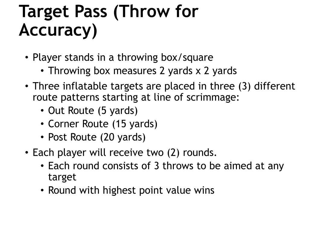 target pass throw for accuracy