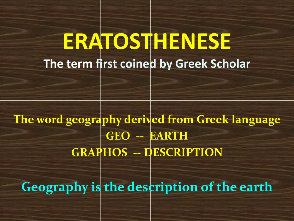 eratosthenese the term first coined by greek