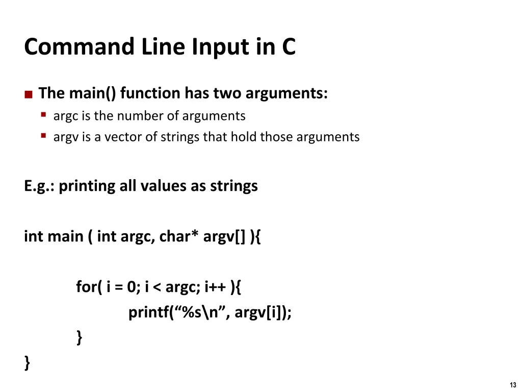 command line input in c