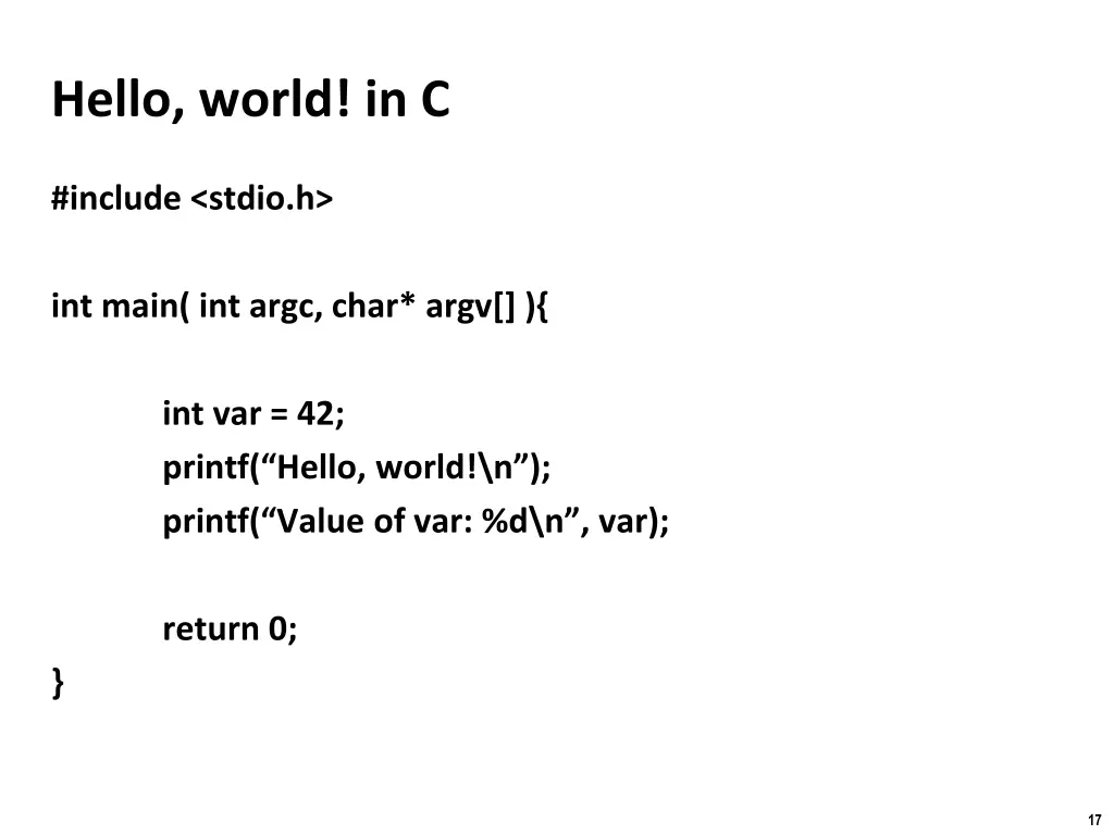 hello world in c