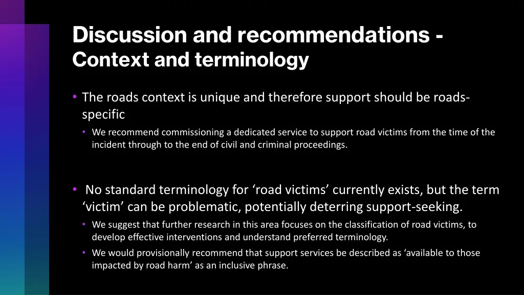 discussion and recommendations context