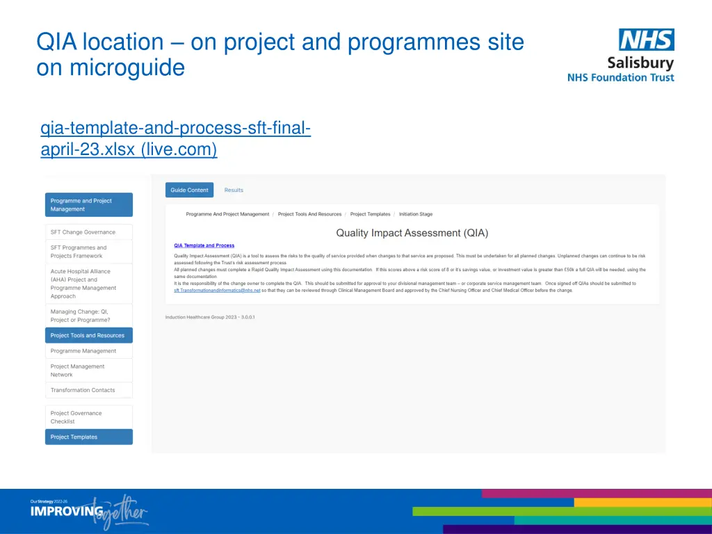 qia location on project and programmes site