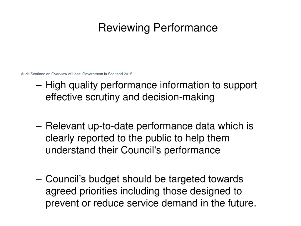 reviewing performance