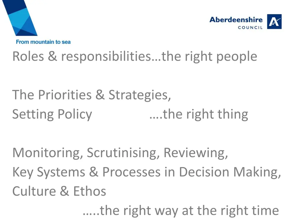 roles responsibilities the right people