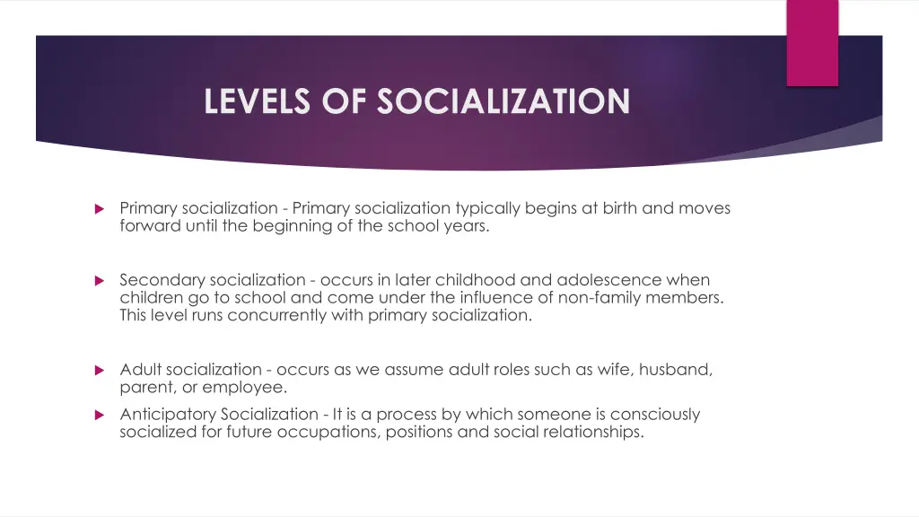 levels of socialization