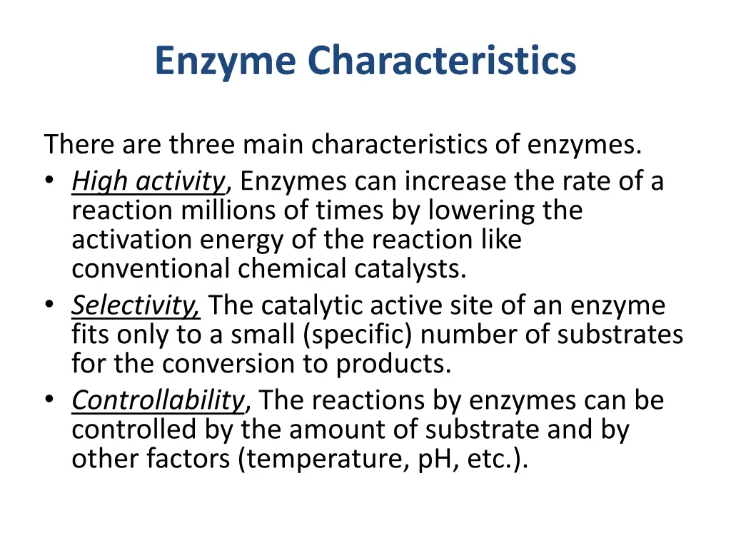 enzyme characteristics