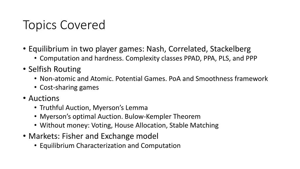 topics covered