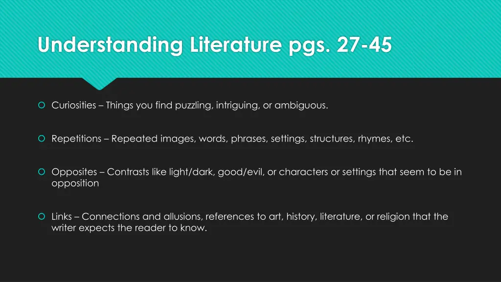 understanding literature pgs 27 45