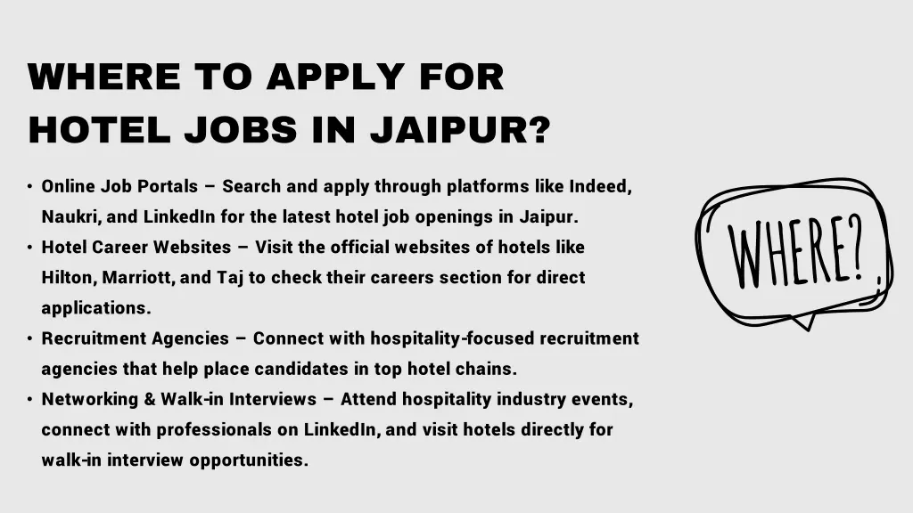 where to apply for hotel jobs in jaipur
