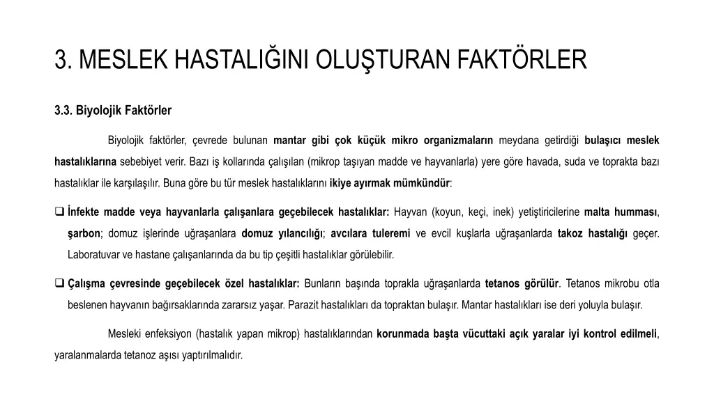 3 meslek hastali ini olu turan fakt rler 12