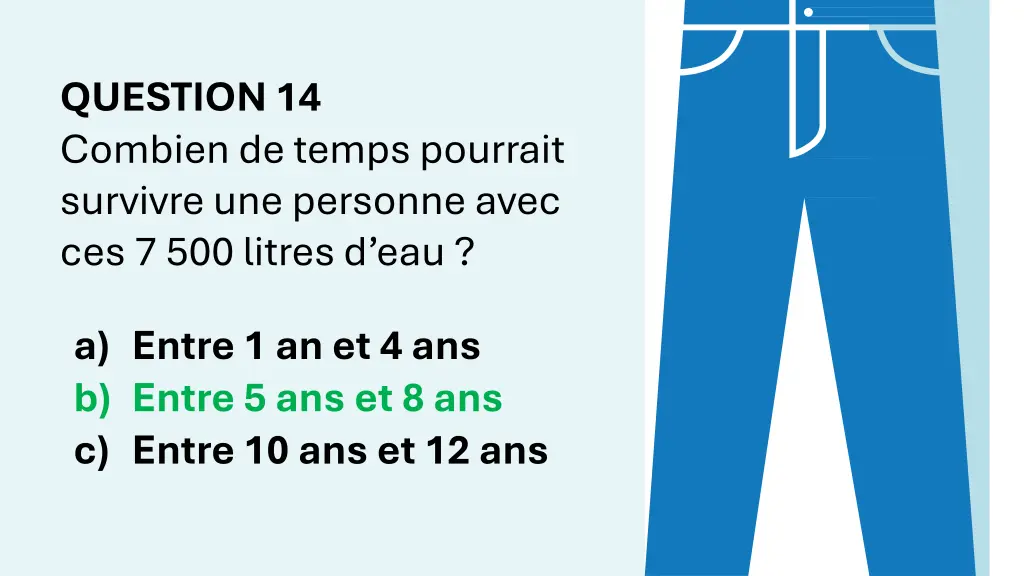 question 14 combien de temps pourrait survivre 1
