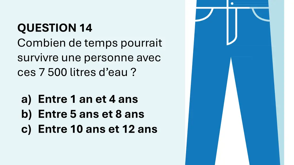 question 14 combien de temps pourrait survivre