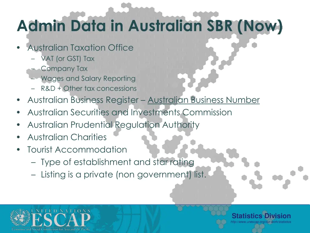 admin data in australian sbr now