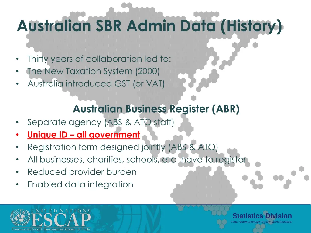 australian sbr admin data history 1