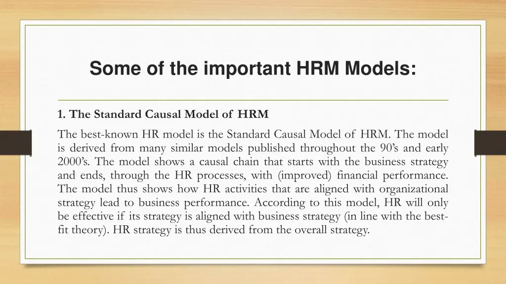 some of the important hrm models
