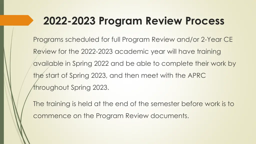 2022 2023 program review process