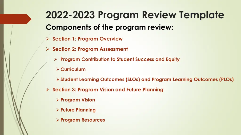 2022 2023 program review template components