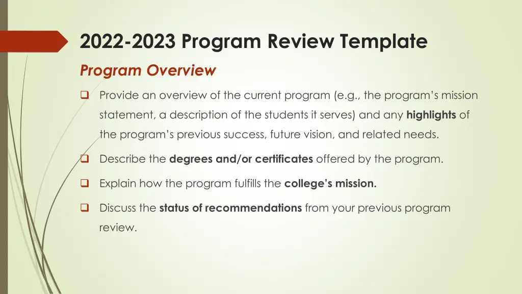 2022 2023 program review template