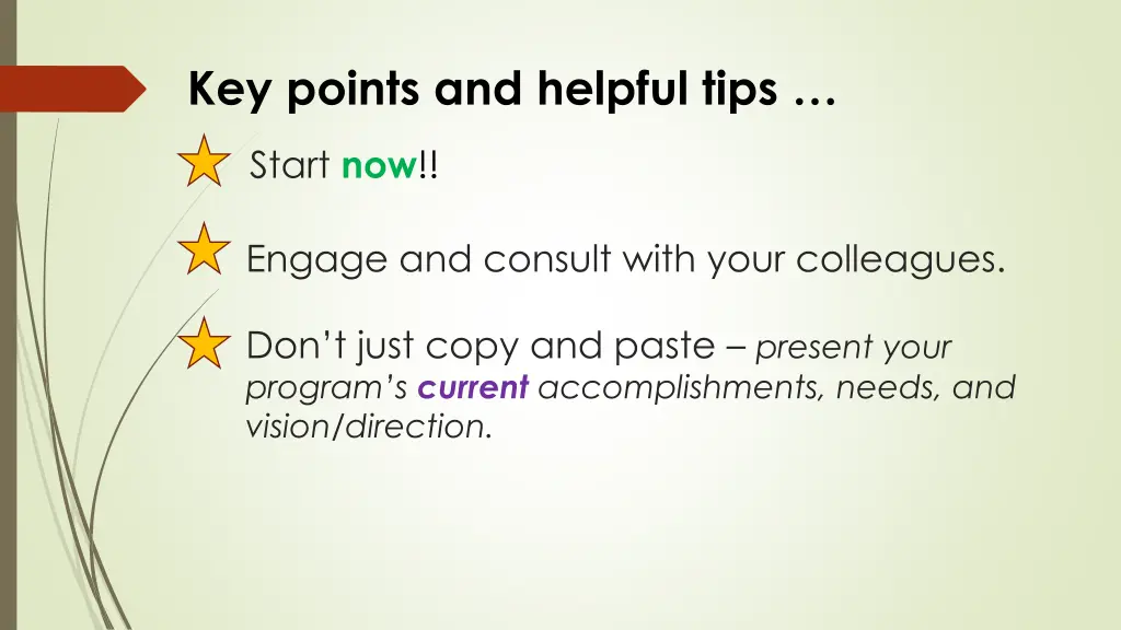 key points and helpful tips