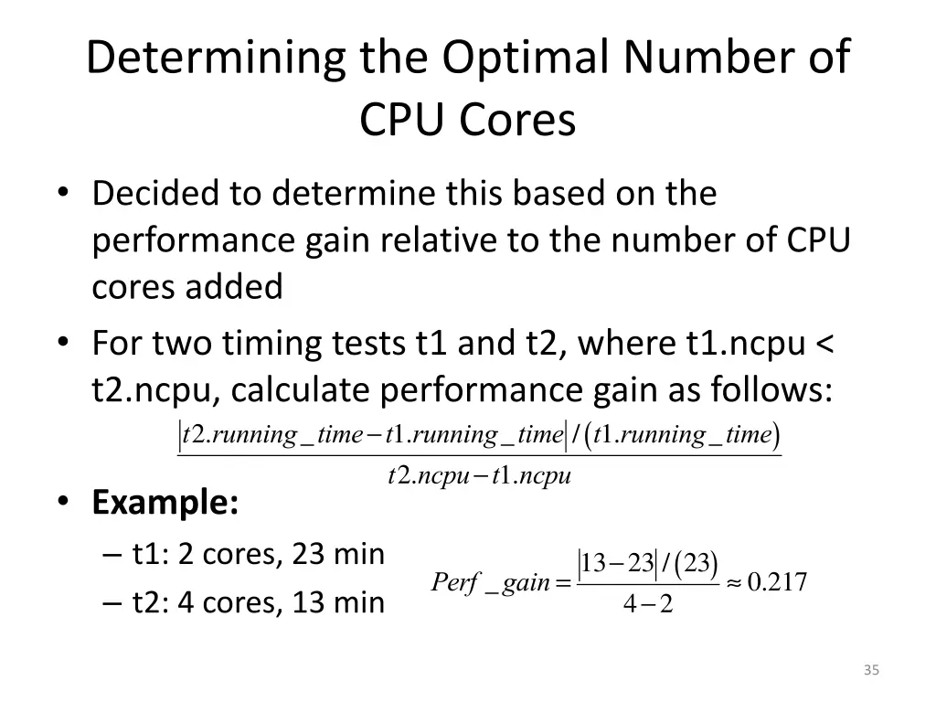 determining the optimal number of cpu cores