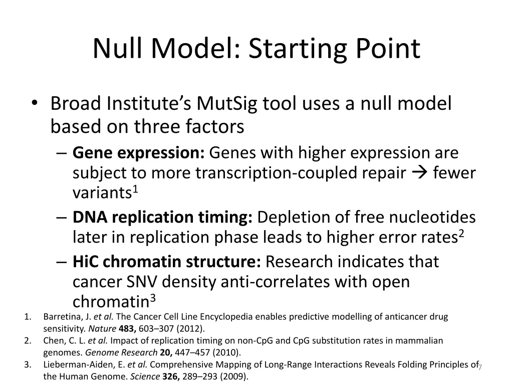 null model starting point