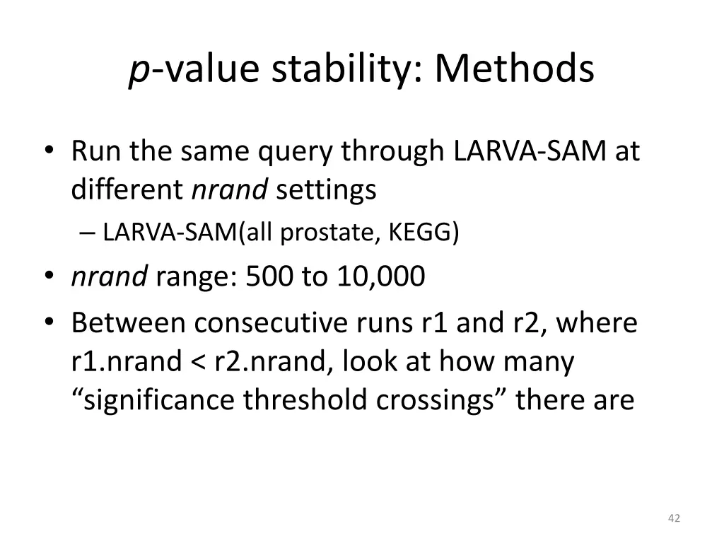 p value stability methods