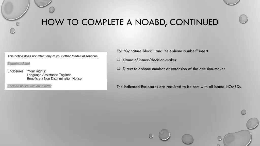 how to complete a noabd continued