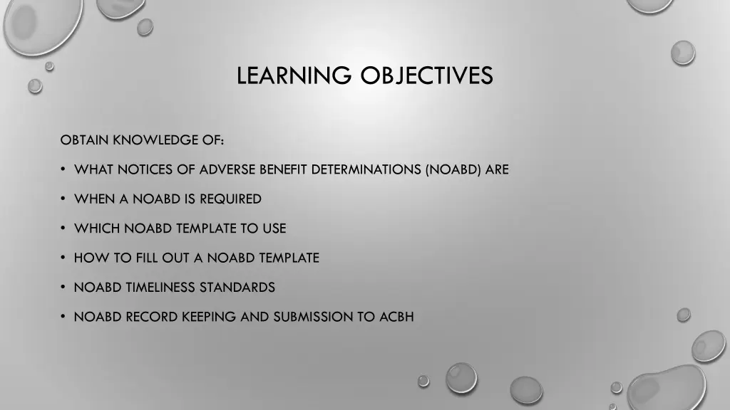 learning objectives