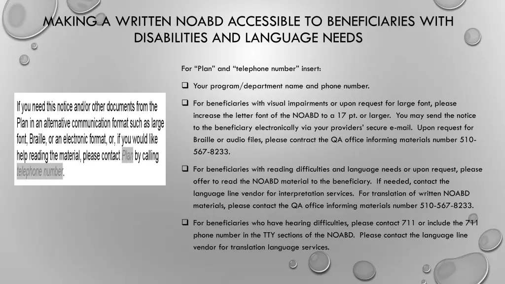 making a written noabd accessible