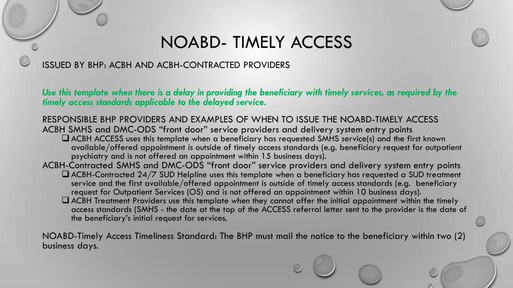 noabd timely access
