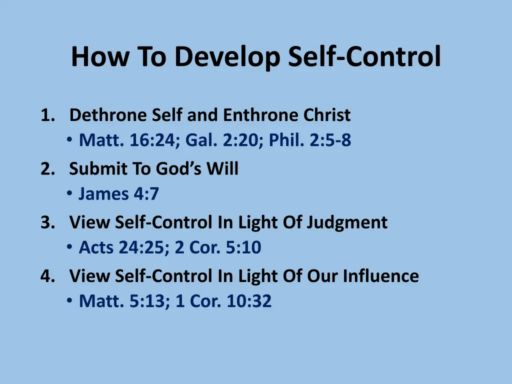 how to develop self control