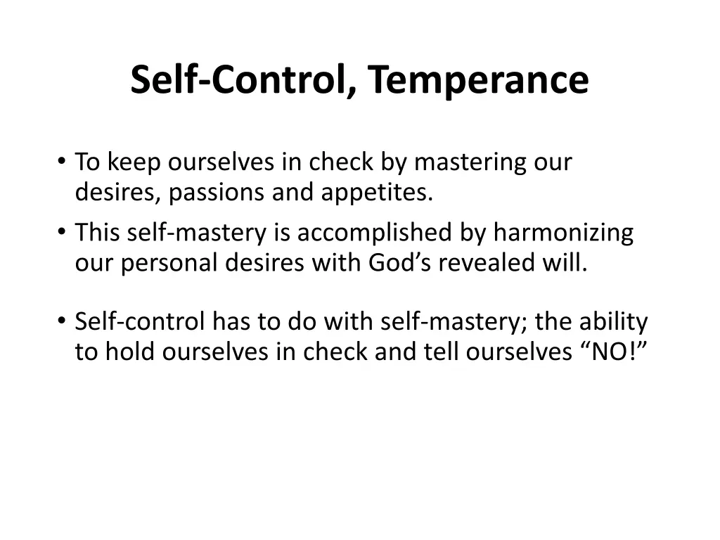 self control temperance