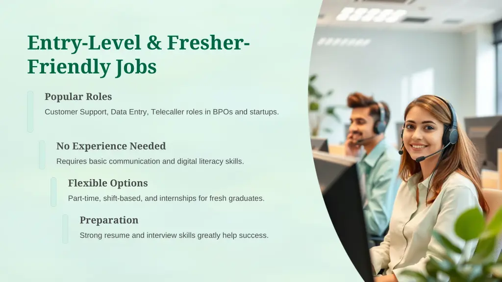 entry level fresher friendly jobs
