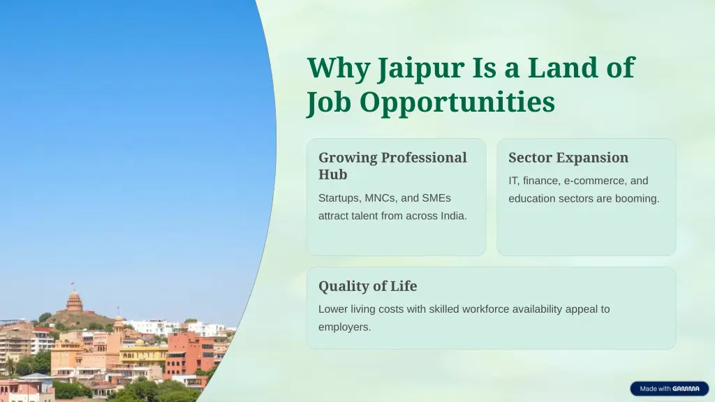 why jaipur is a land of job opportunities