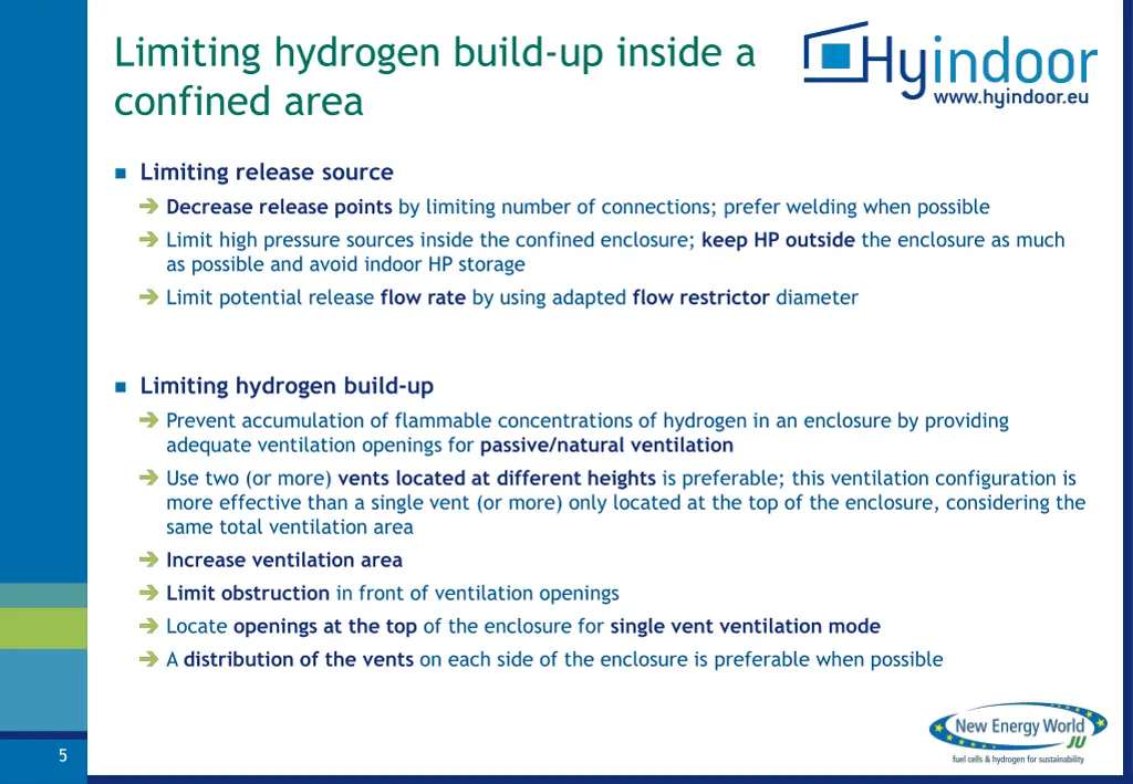 limiting hydrogen build up inside a confined area
