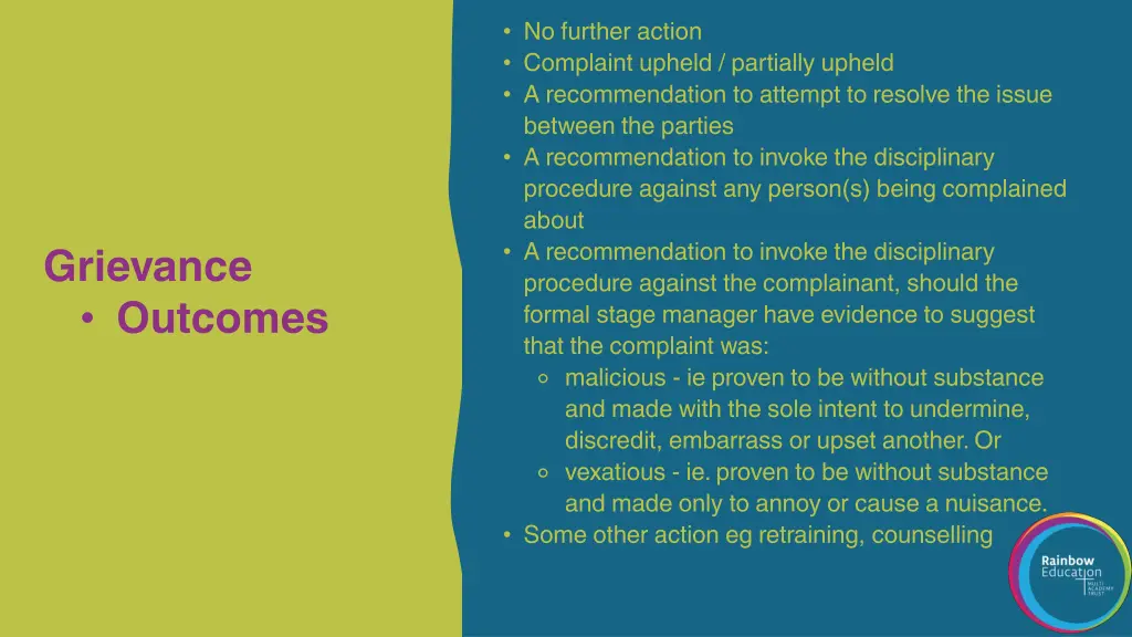 no further action complaint upheld partially