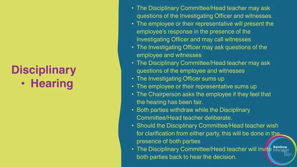 the disciplinary committee head teacher