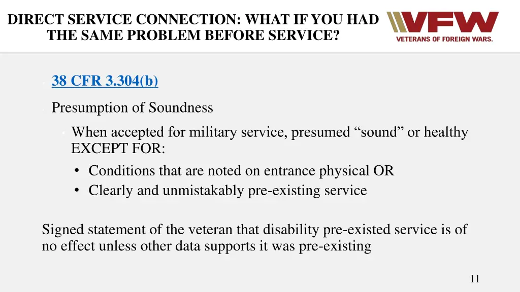direct service connection what