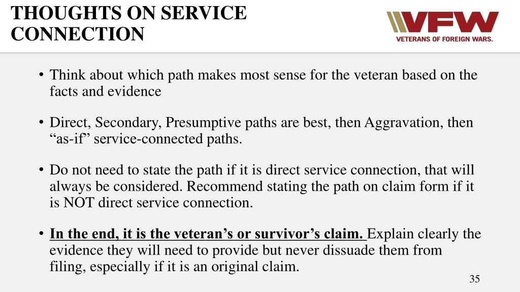 thoughts on service connection