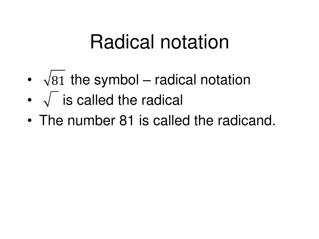 radical notation