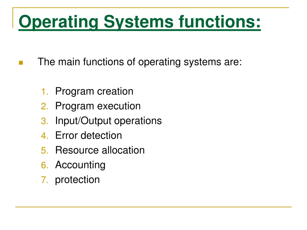 operating systems functions