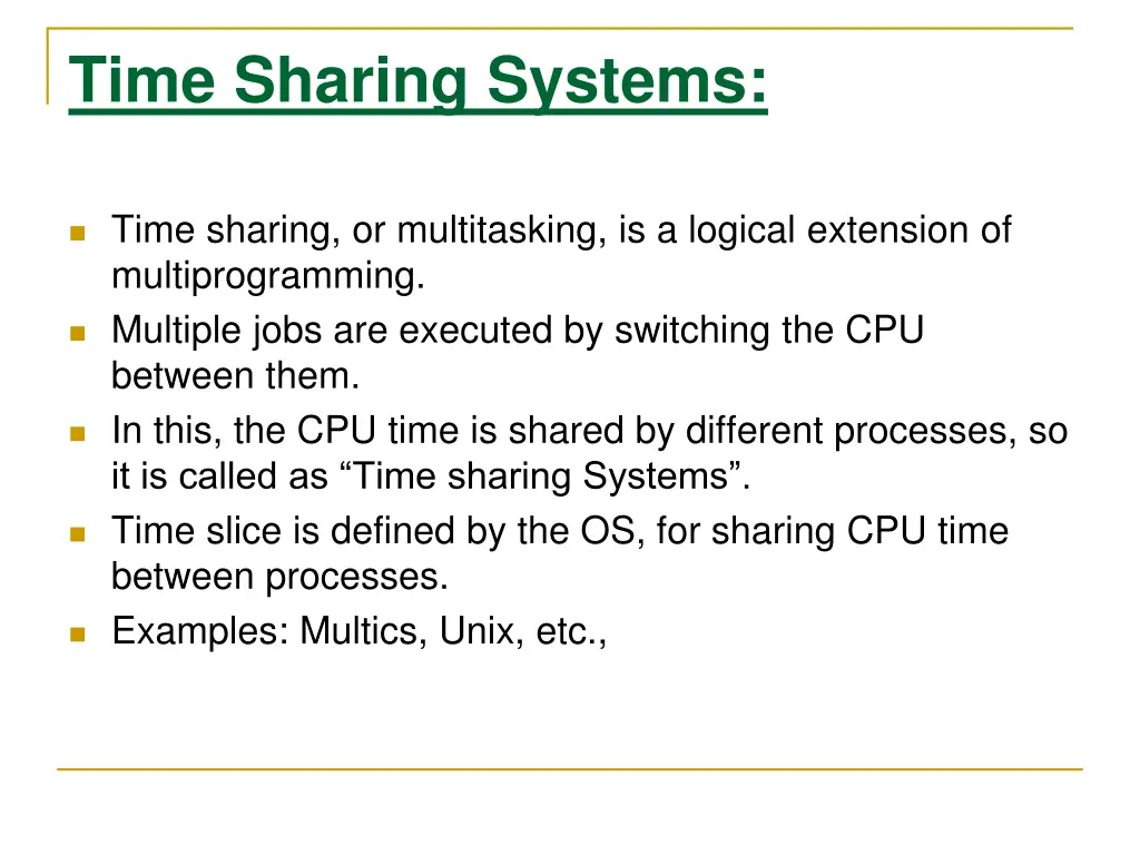 time sharing systems