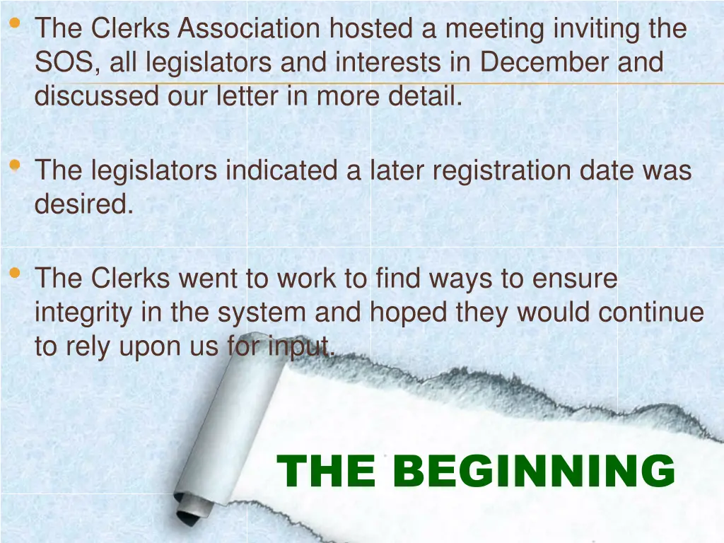 the clerks association hosted a meeting inviting